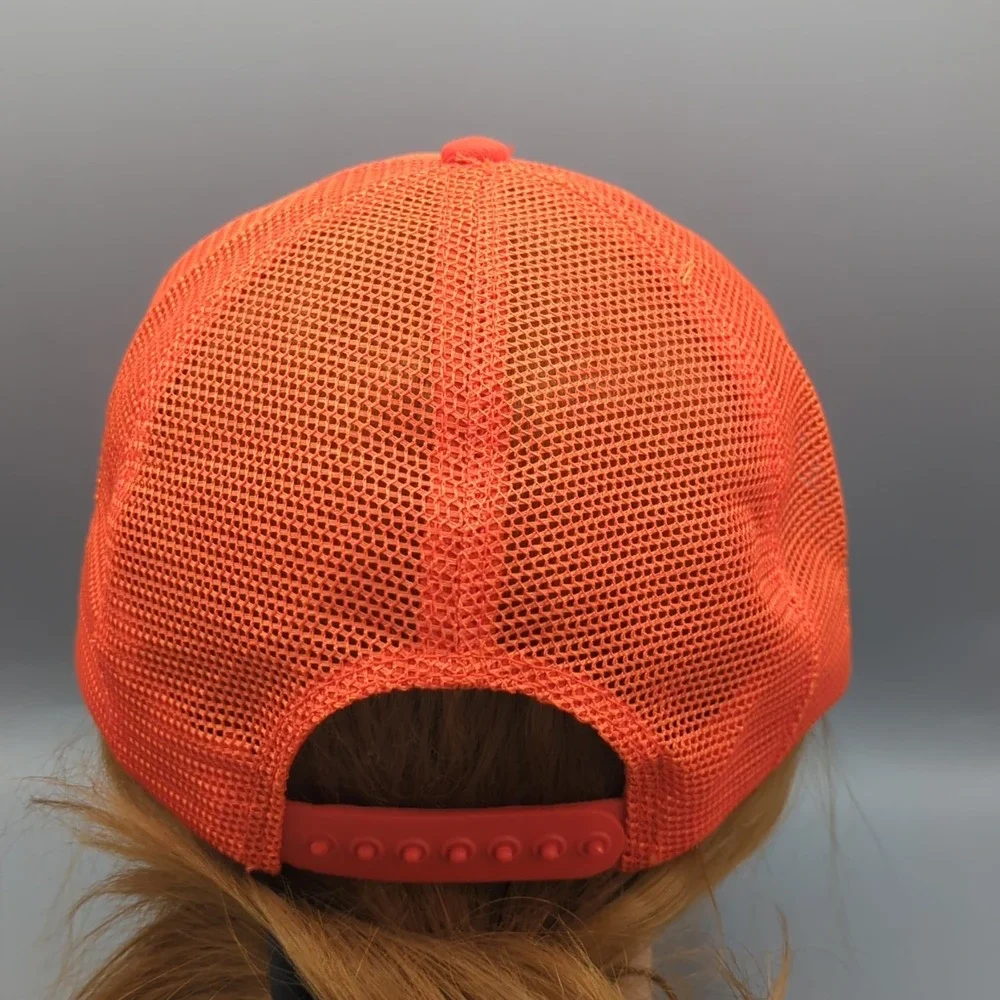 NOS Rare Vintage BOMBER LURES Fishing Hat Cap Orange Full Mesh Large DeLong USA